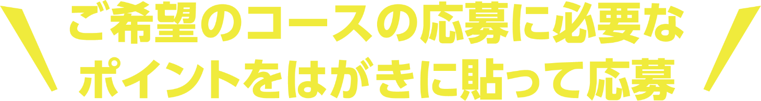 ご希望のコースの応募に必要なポイントをハガキに貼って応募